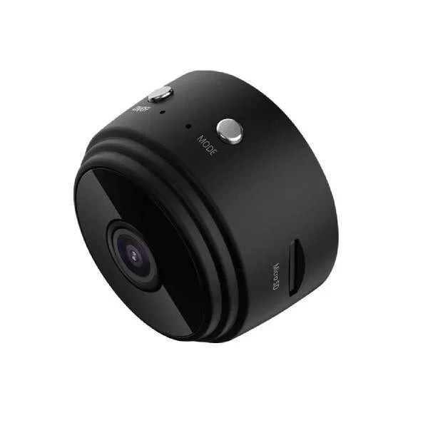 Black cylindrical camera on a white background