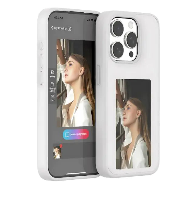 Phone case with screen magnification feature on a white background