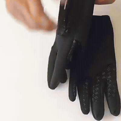 putting on gloves
