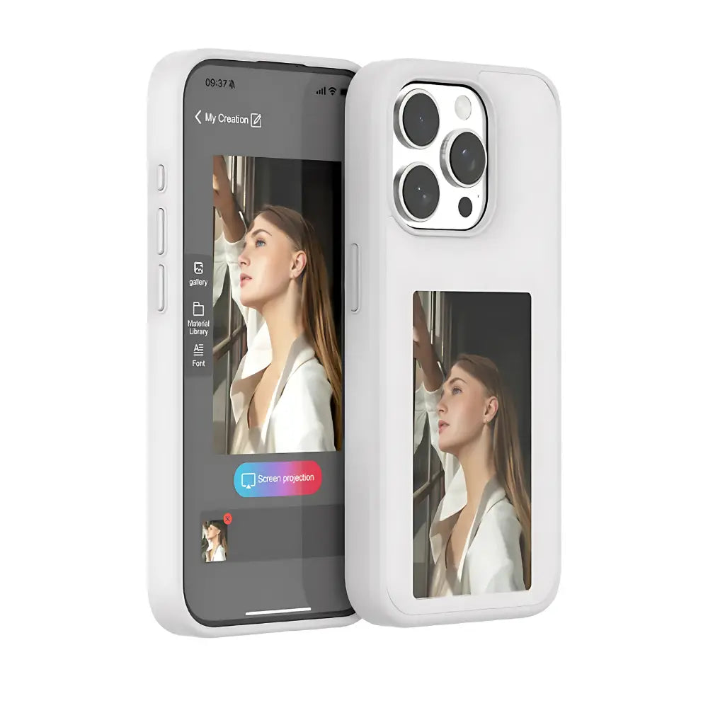 Smartphone with a screen magnification feature displayed on a white background