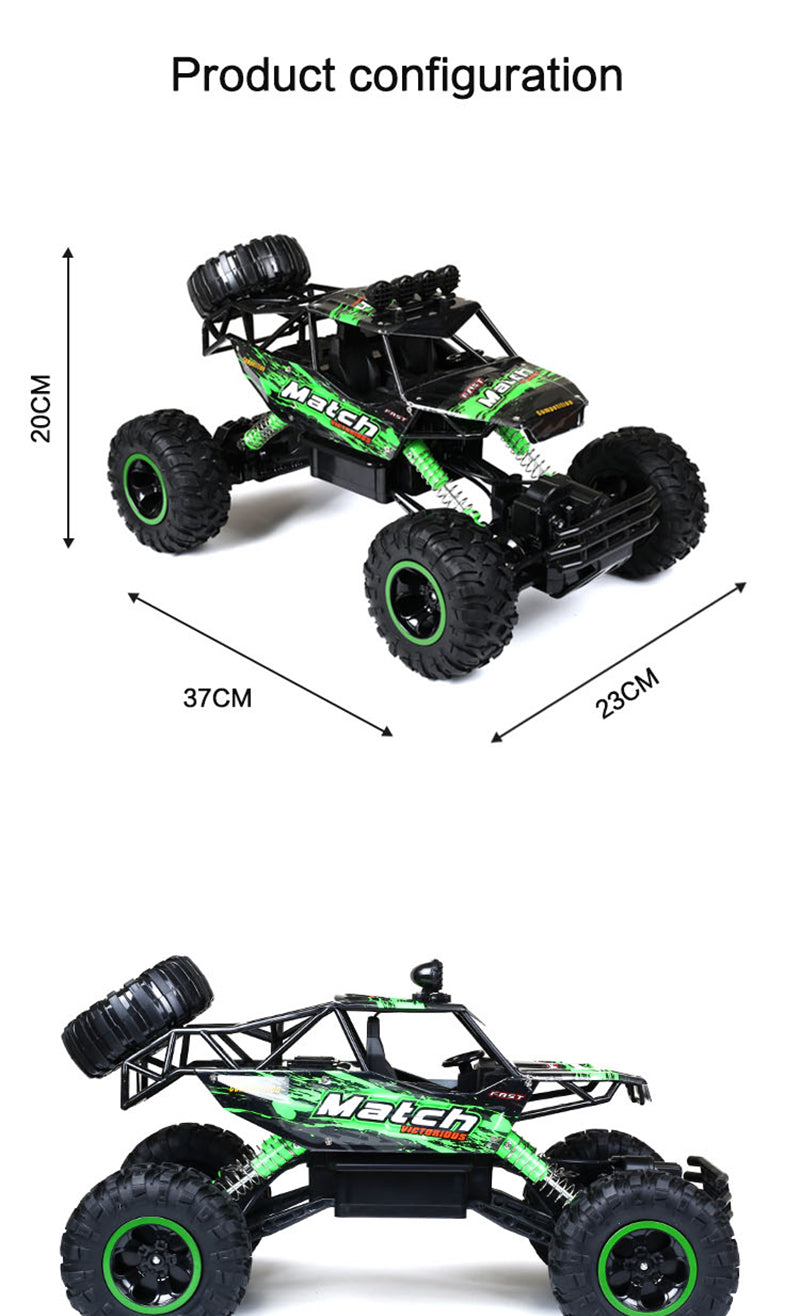 Green monster truck with measurements on a white background