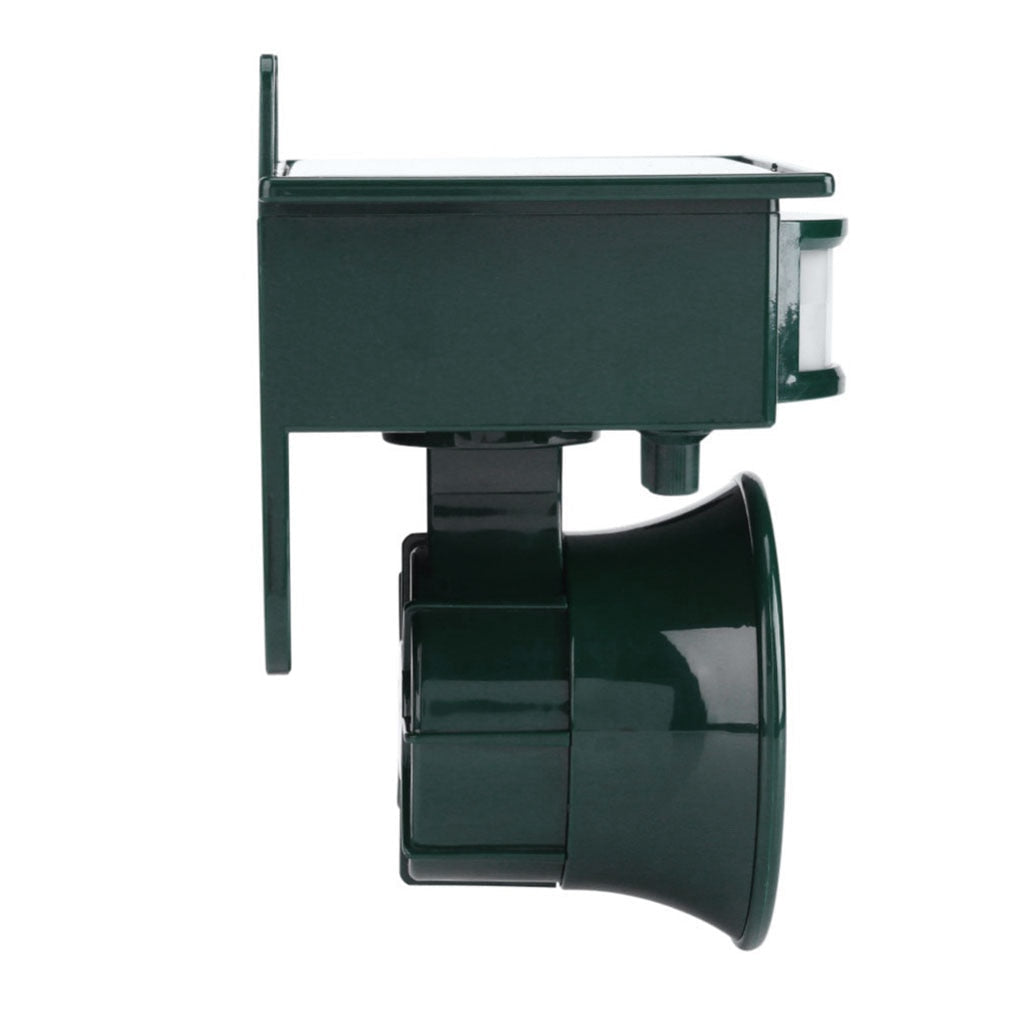 Black outdoor security alarm horn on a white background