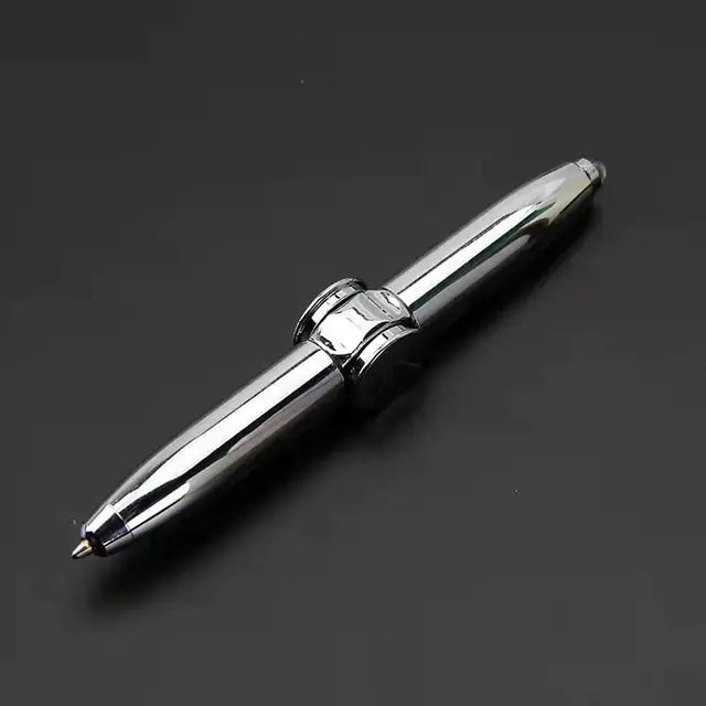 Silver pen on a black background